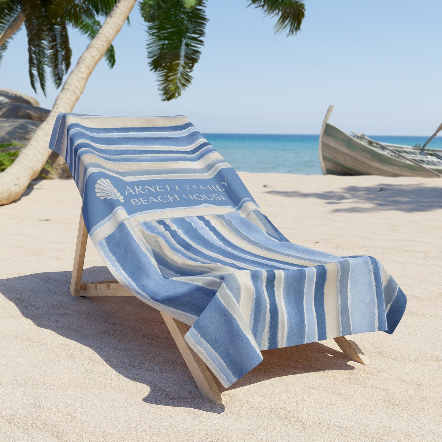 Personalized Coastal Stripe Beach Towel