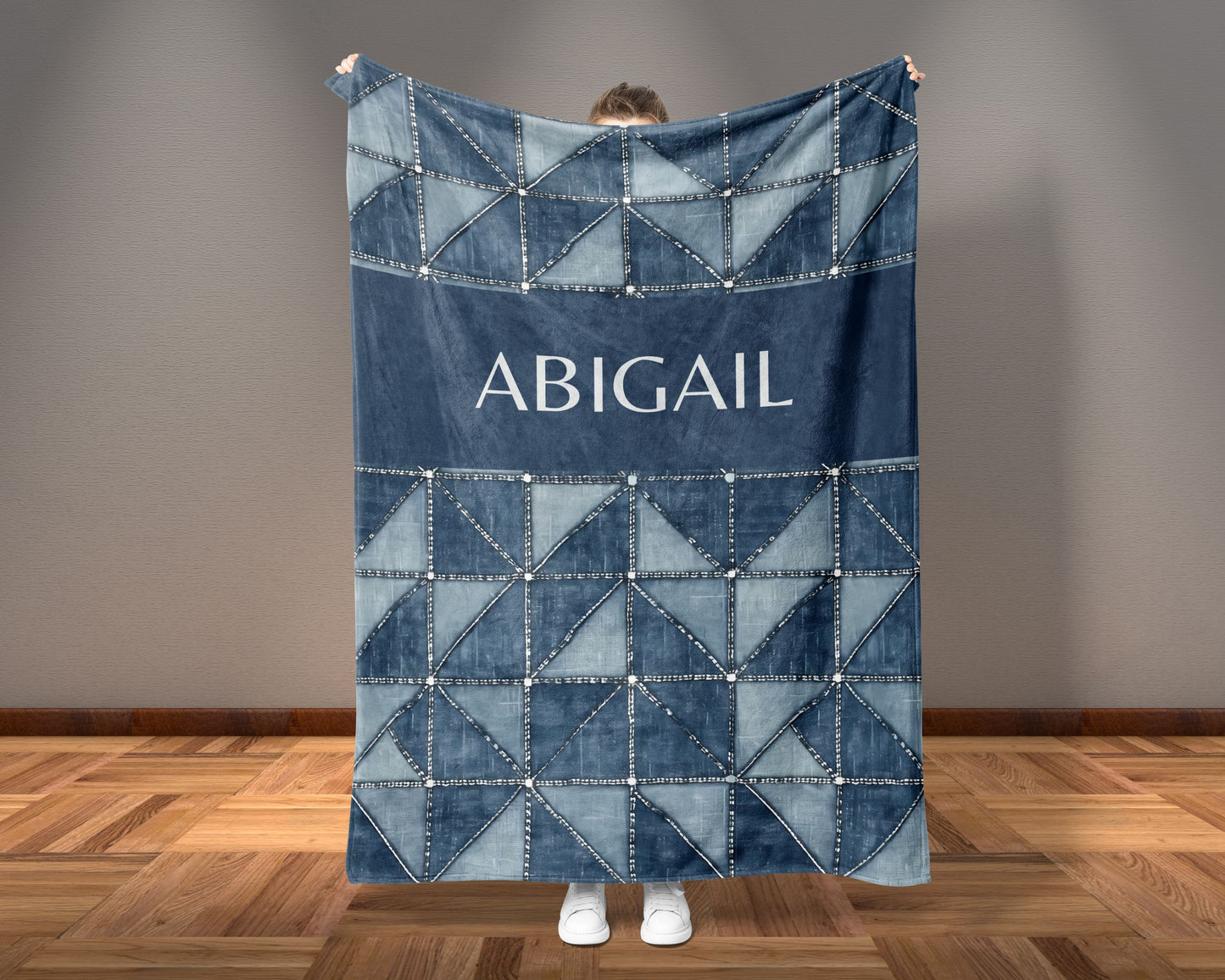 Personalized Plush Blanket Denim Decor