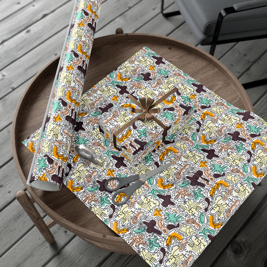 Retro Wrapping Paper Roll 1950s Pattern Wrapping Paper 6 Foot Roll Gift Wrapping Paper Retro Birthday Wrapping Paper