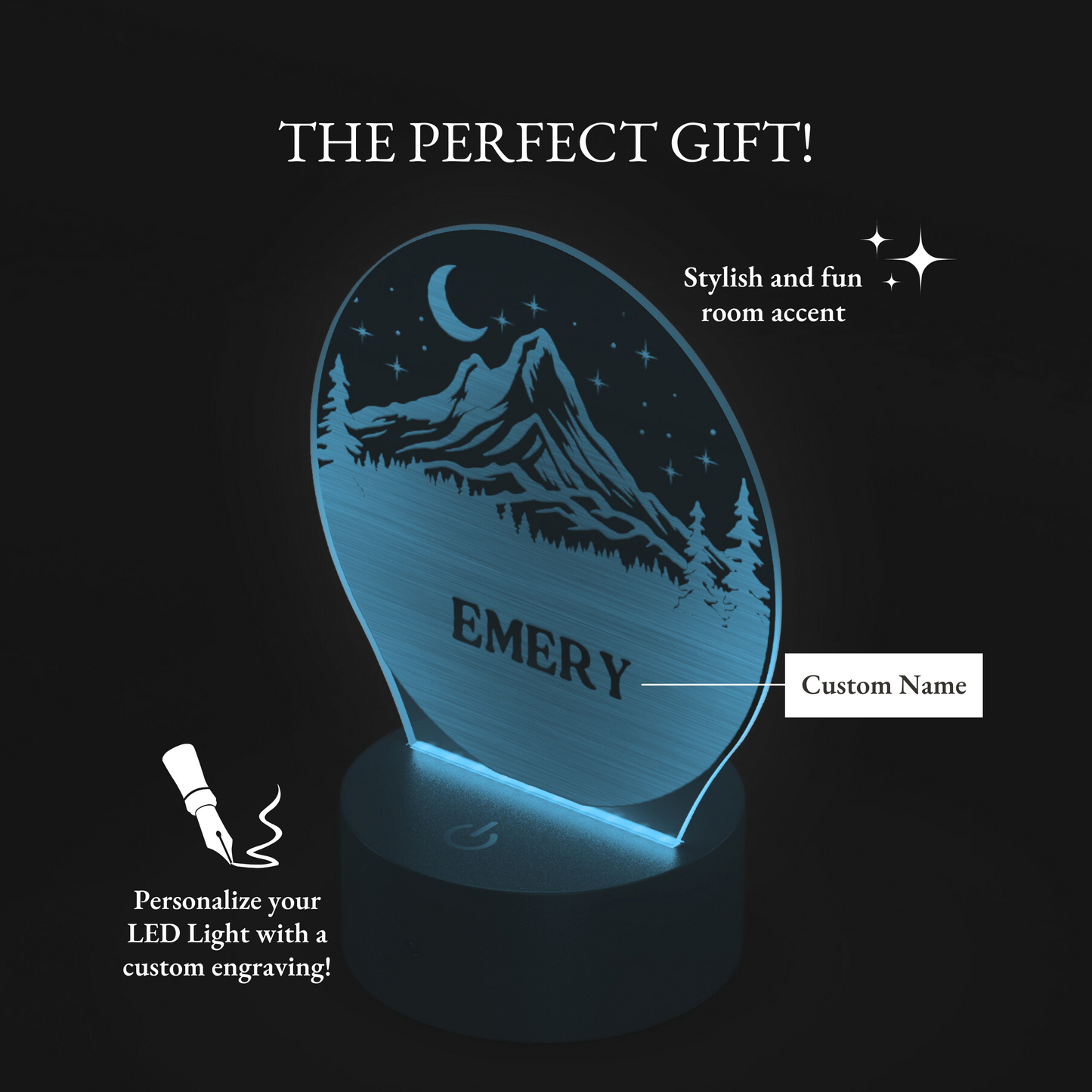 Custom Light Up Mountain Art Personalized Name Light
