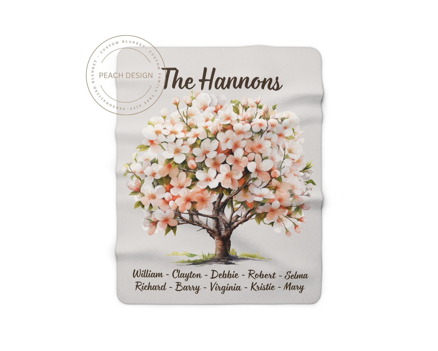 Floral Family Tree Blanket Personalized Family Keepsake