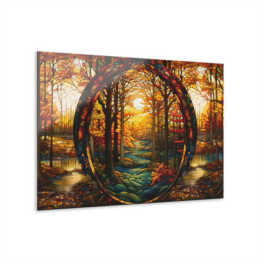 Enchanted Autumn Path Green Forest Abstract Wall Art Modern Rustic Wall Art Farmhouse Fall Home Decor Acrylic Art Print