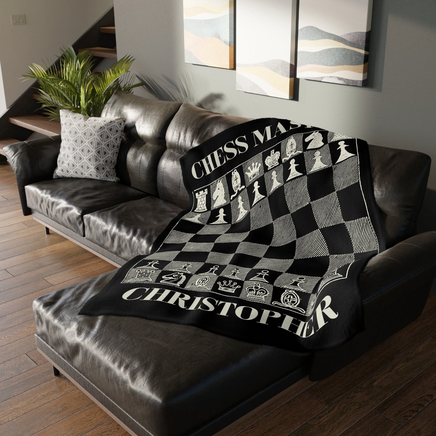 Personalized Chess Board Blanket Chess Player Gift