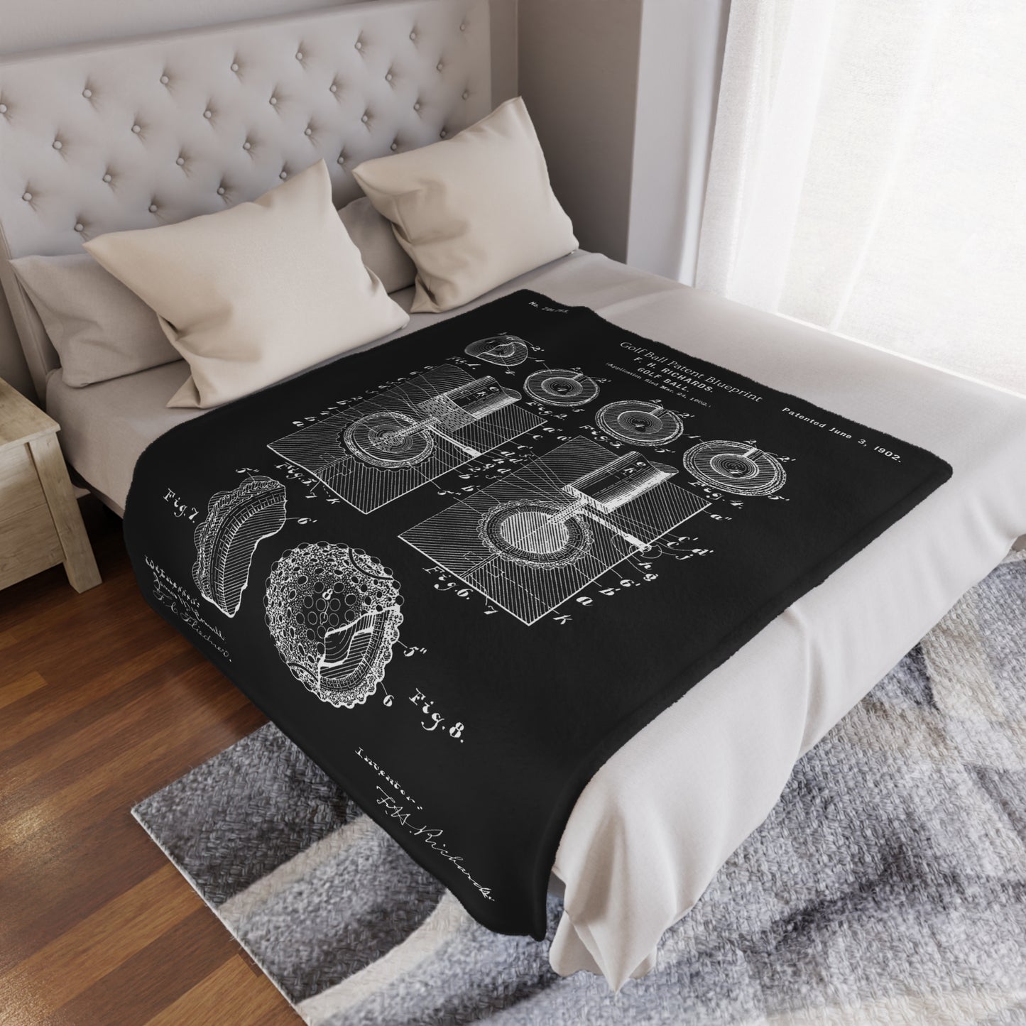 Golf Ball Patent Blanket Gift for Golfer
