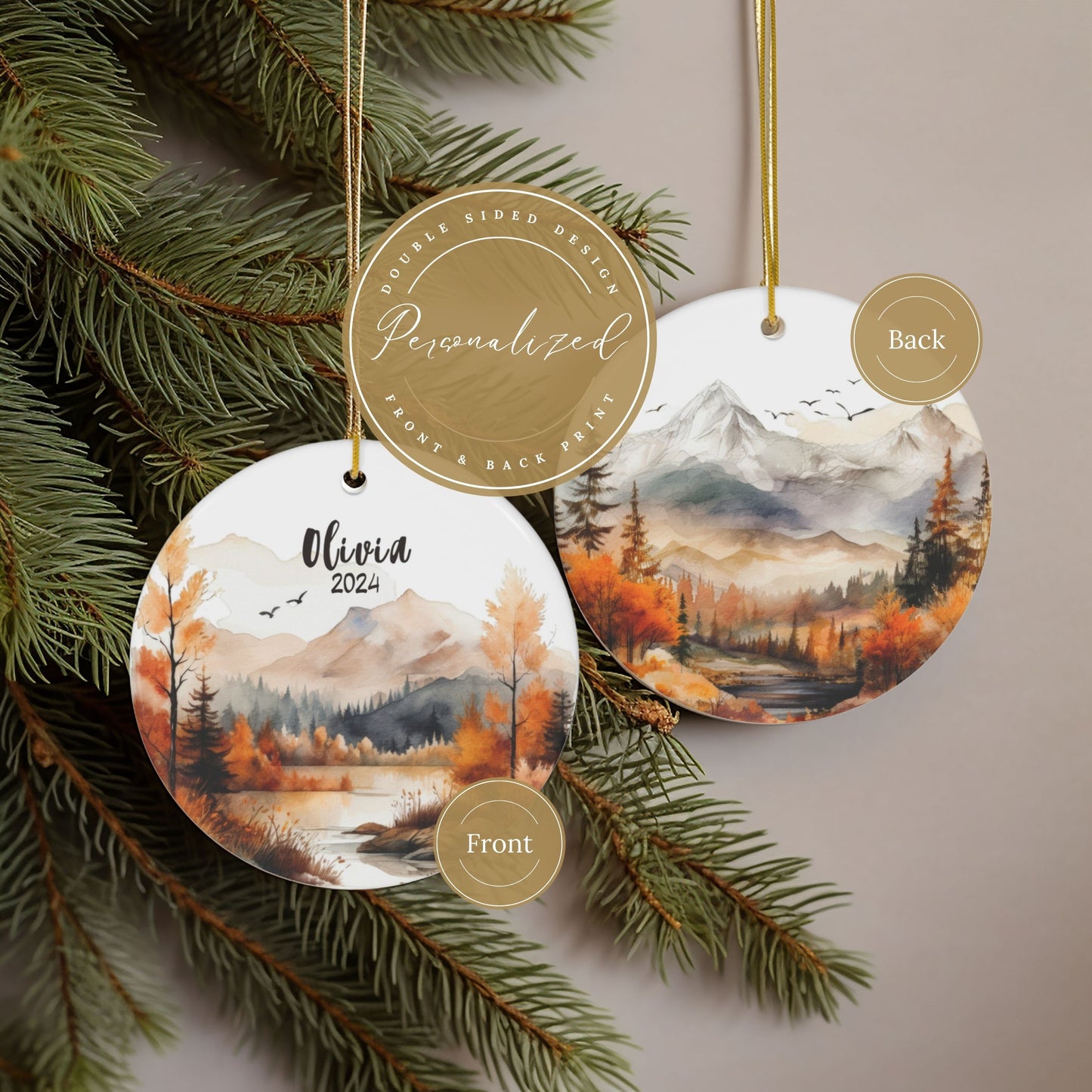 Personalized Mountain Christmas Ornament