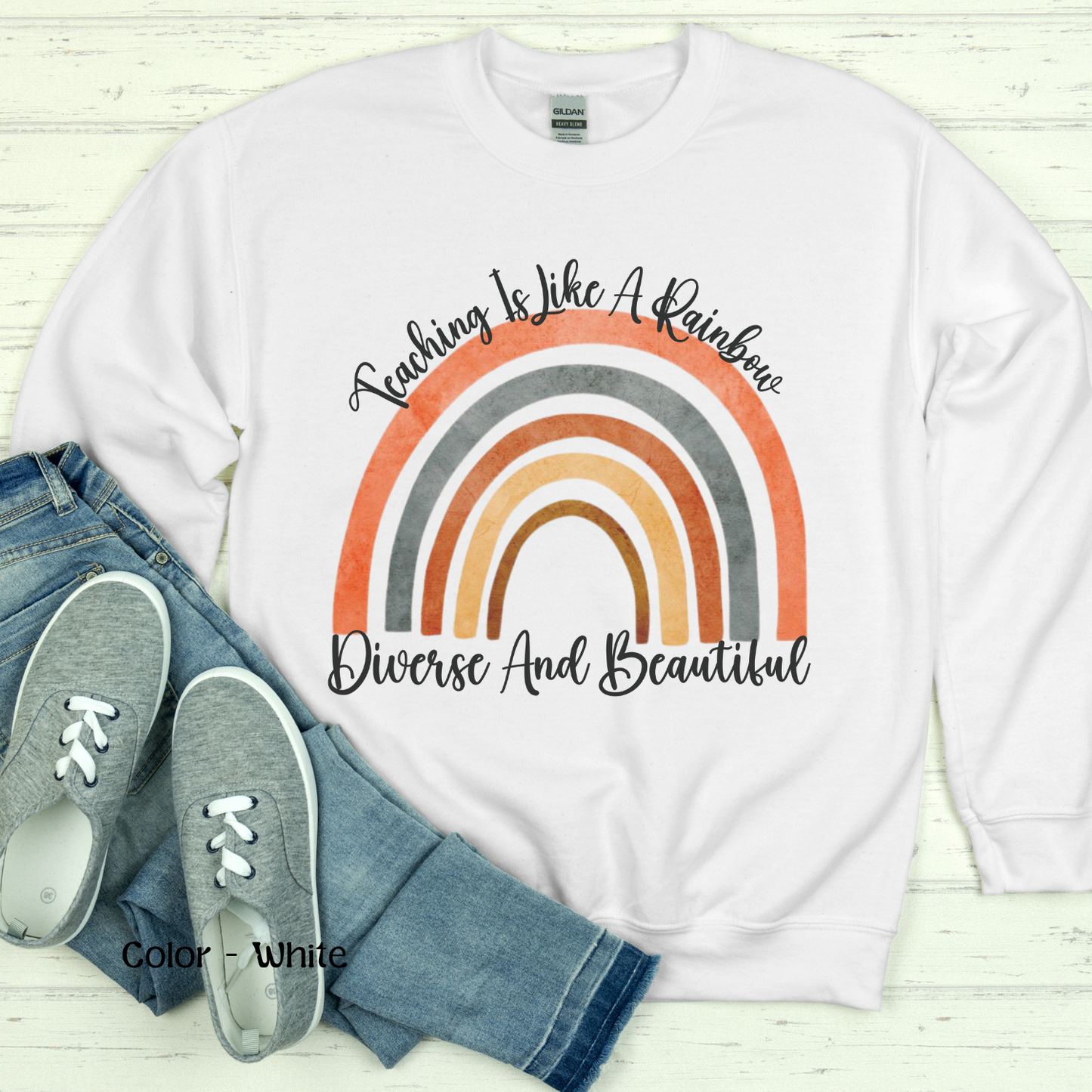 Boho Rainbow Sweatshirt Back to School Teacher Sweatshirt Gift for New Teacher Inspiring Educator Shirt Teacher Appreciation Gift For Her