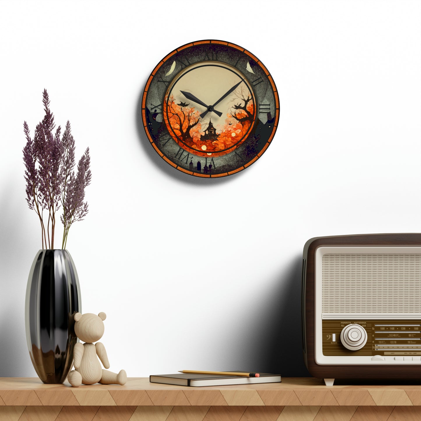 Spooky Halloween Hanging Wall Clock Haunted House Décor, Unique Wall Clock Halloween Gift Ideas Scary Halloween Home Decor
