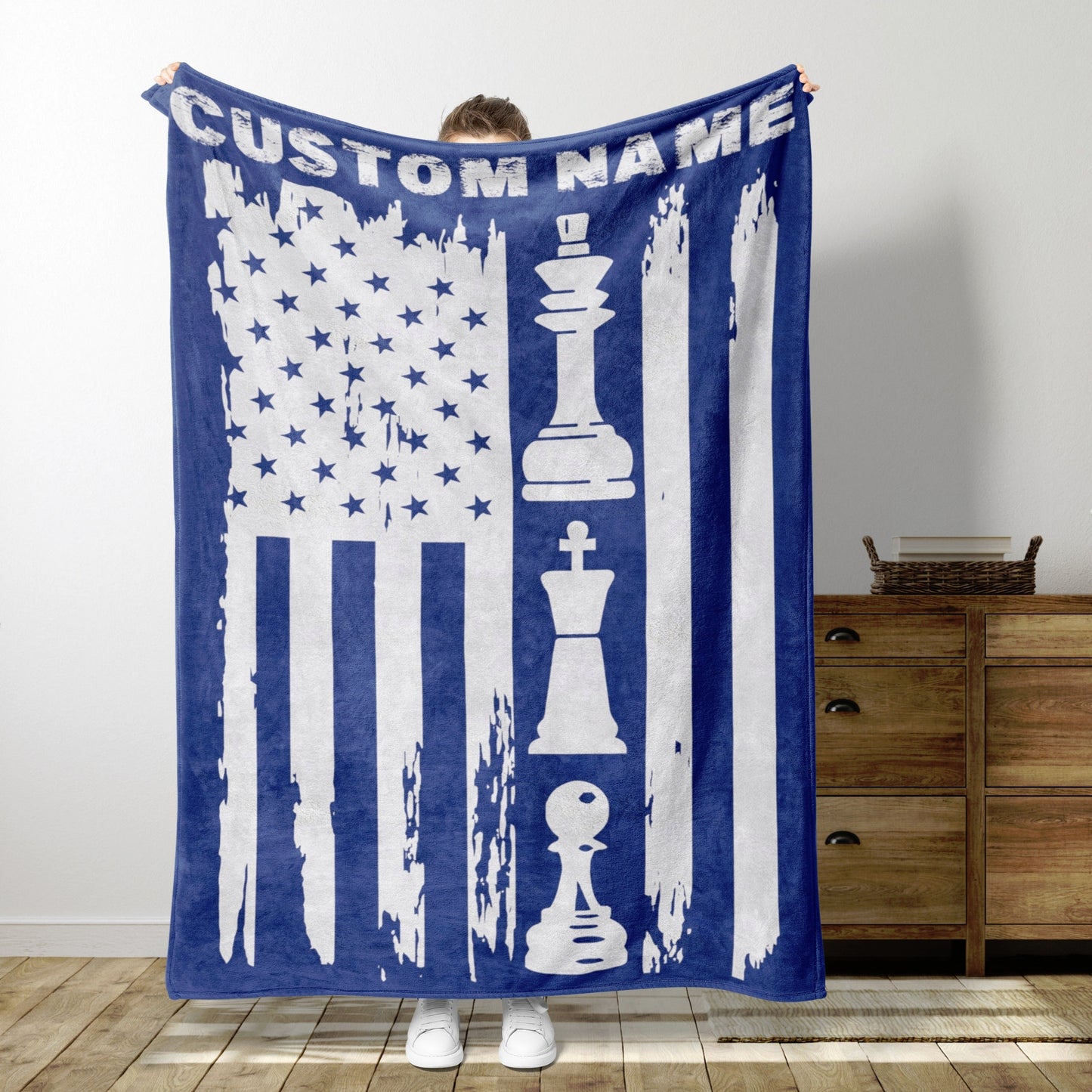 Personalized Chess Flag Blanket