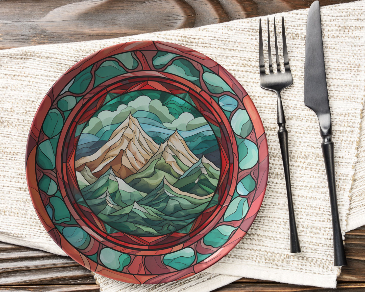 Rustic Fall Mountain Plates Nature Lover Gift