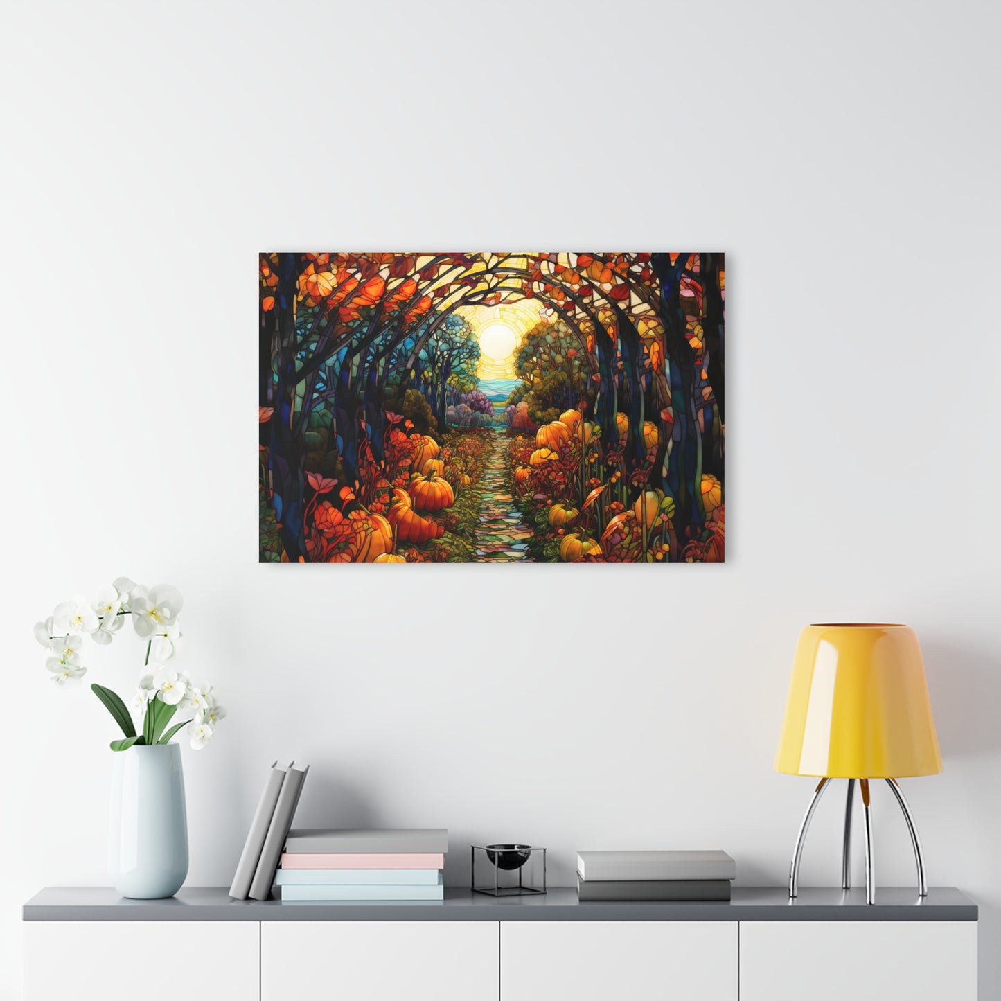 Pumpkin Path Modern Rustic Wall Art Farmhouse Fall Home Decor Acrylic Art Print