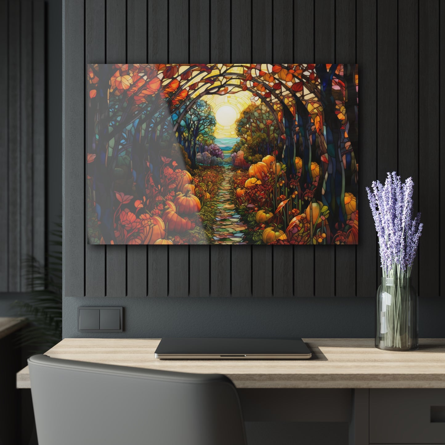 Pumpkin Path Modern Rustic Wall Art Farmhouse Fall Home Decor Acrylic Art Print