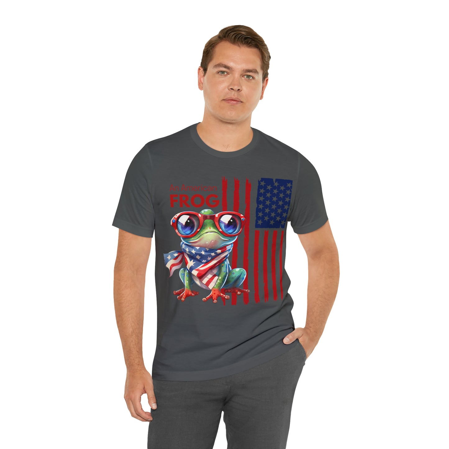Men’s Patriotic Shirt Funny Fourth of July Shirt Frog Shirt for Independence Day Witty American Flag Shirt July 4th Gift for Him