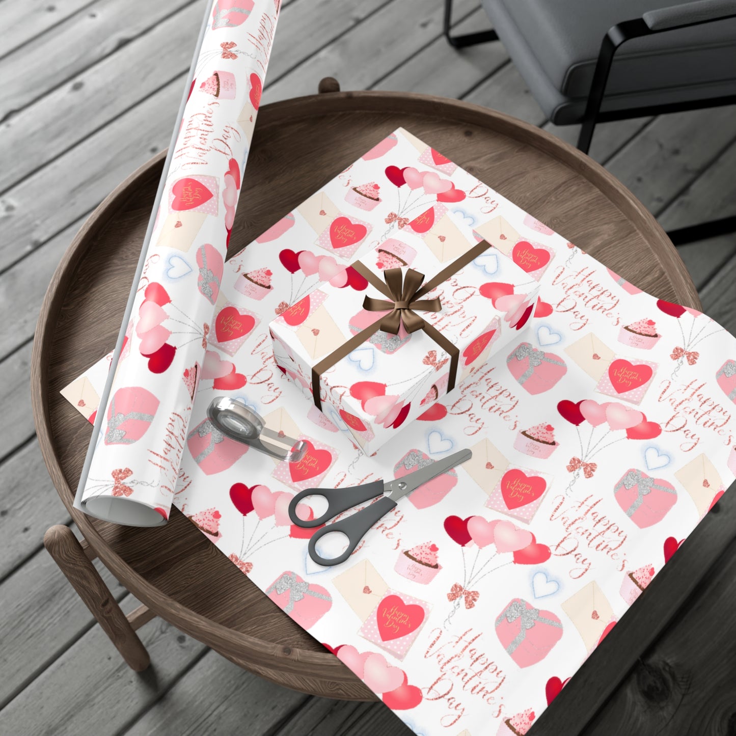Red and Pink Heart Balloons Valentines Day Wrapping Paper