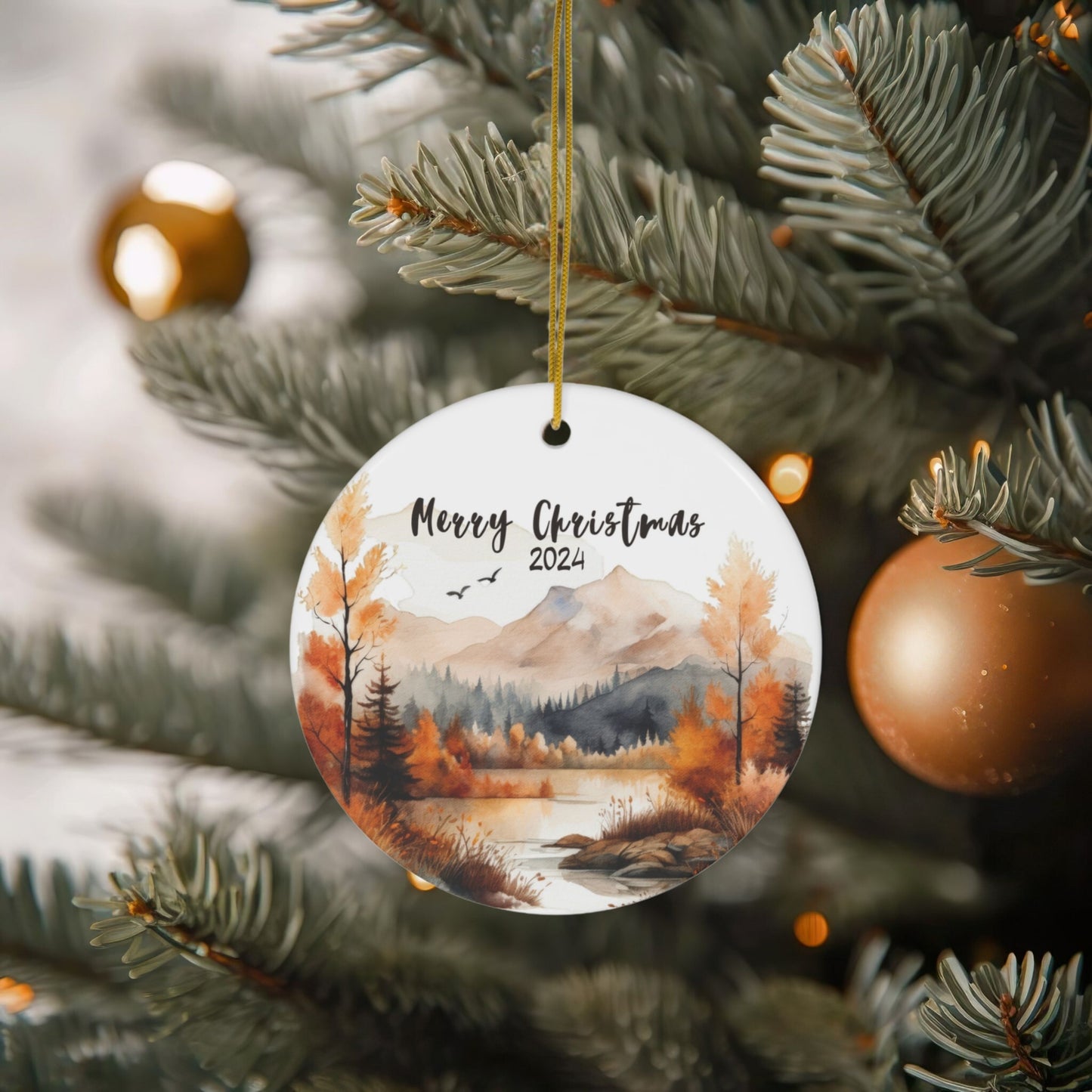 Personalized Mountain Christmas Ornament