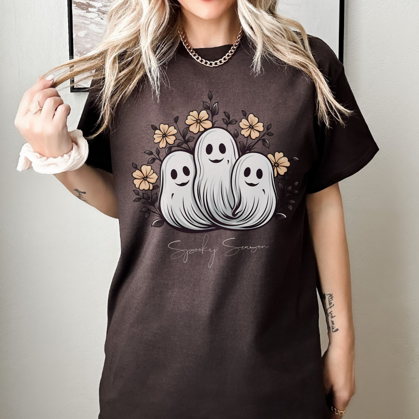 Spooky Season Retro Floral Ghost Shirt