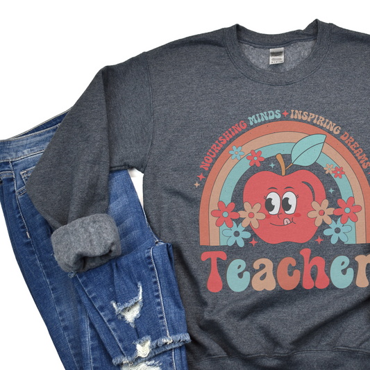 Retro Teacher Crewneck Sweatshirt Back to School Shirt For Teachers Gift For Teacher Educator Sweatshirts Pre K Teacher Shirts Gift For Her