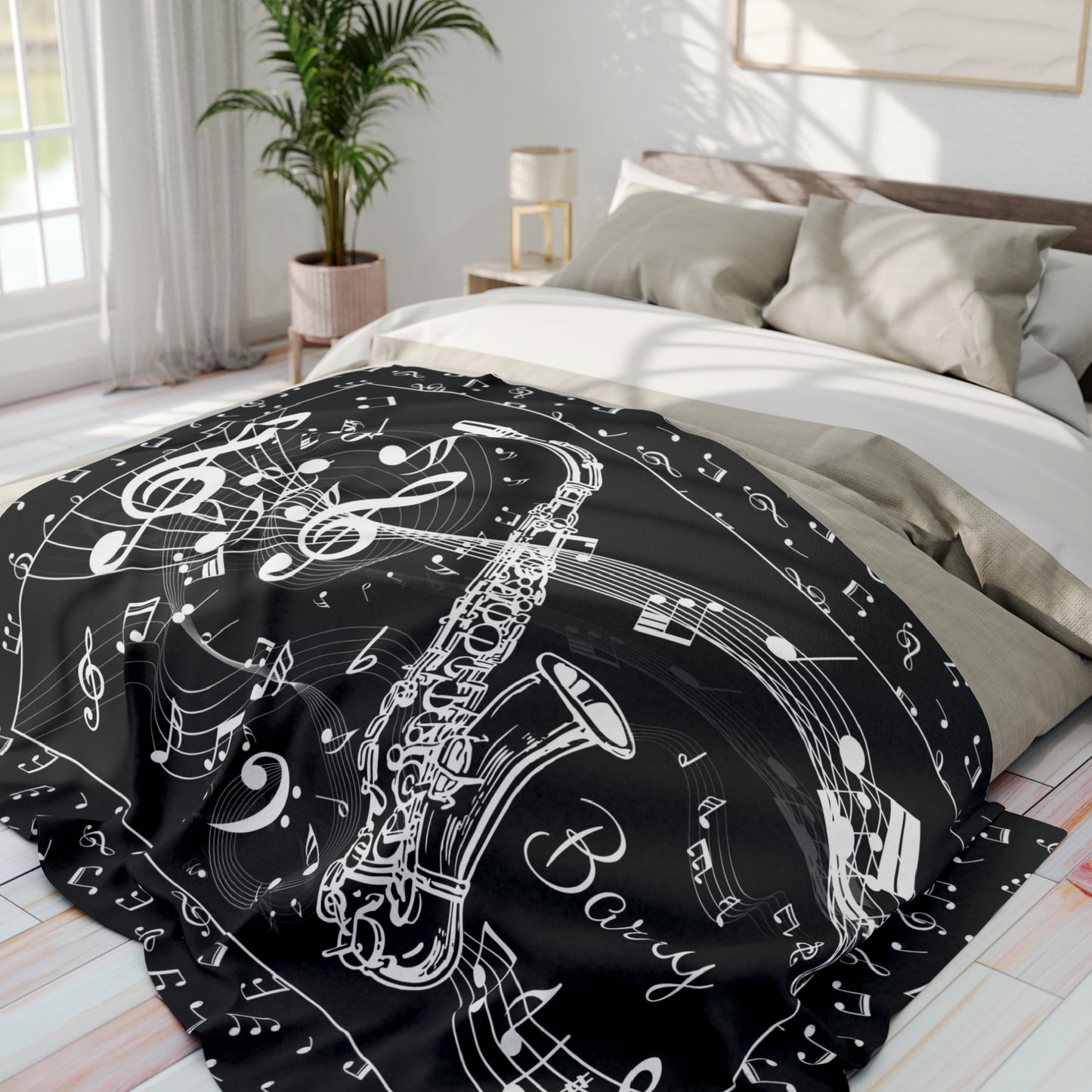 Personalized Saxophone Blanket Custom Blanket Jazz Gift