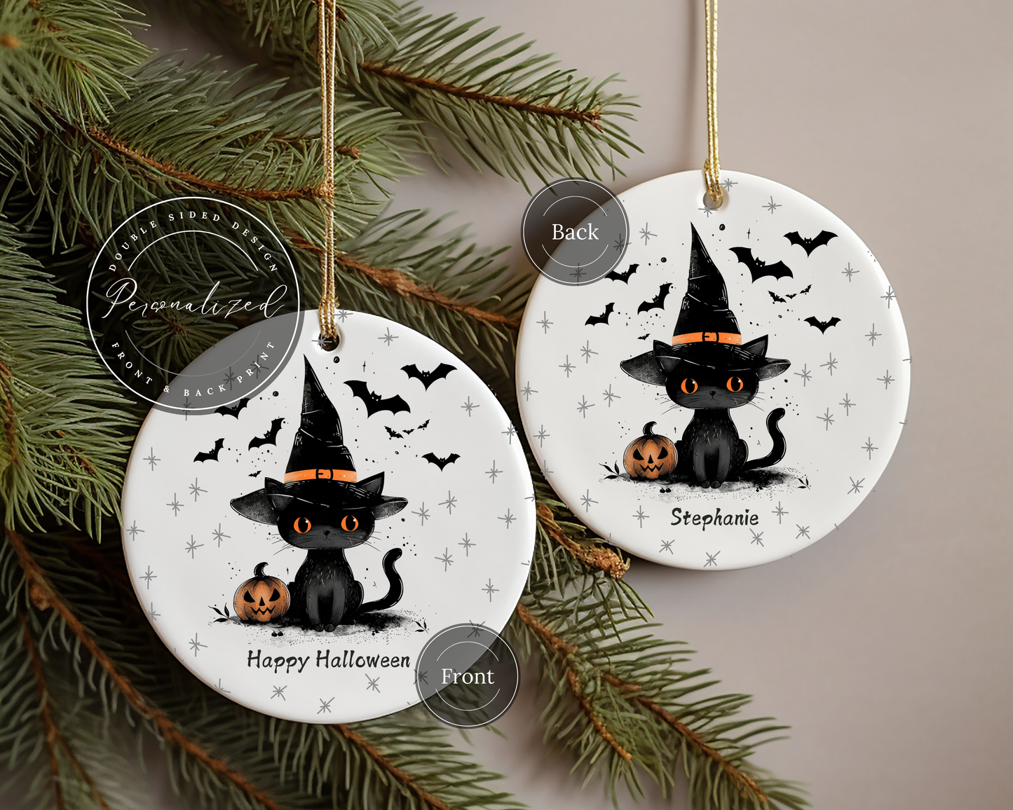 Personalized Halloween Cat Ornament Halloween Decor