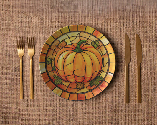 Pumpkin Plates Fall Decor Polymer Plastic Dinner Party Plates