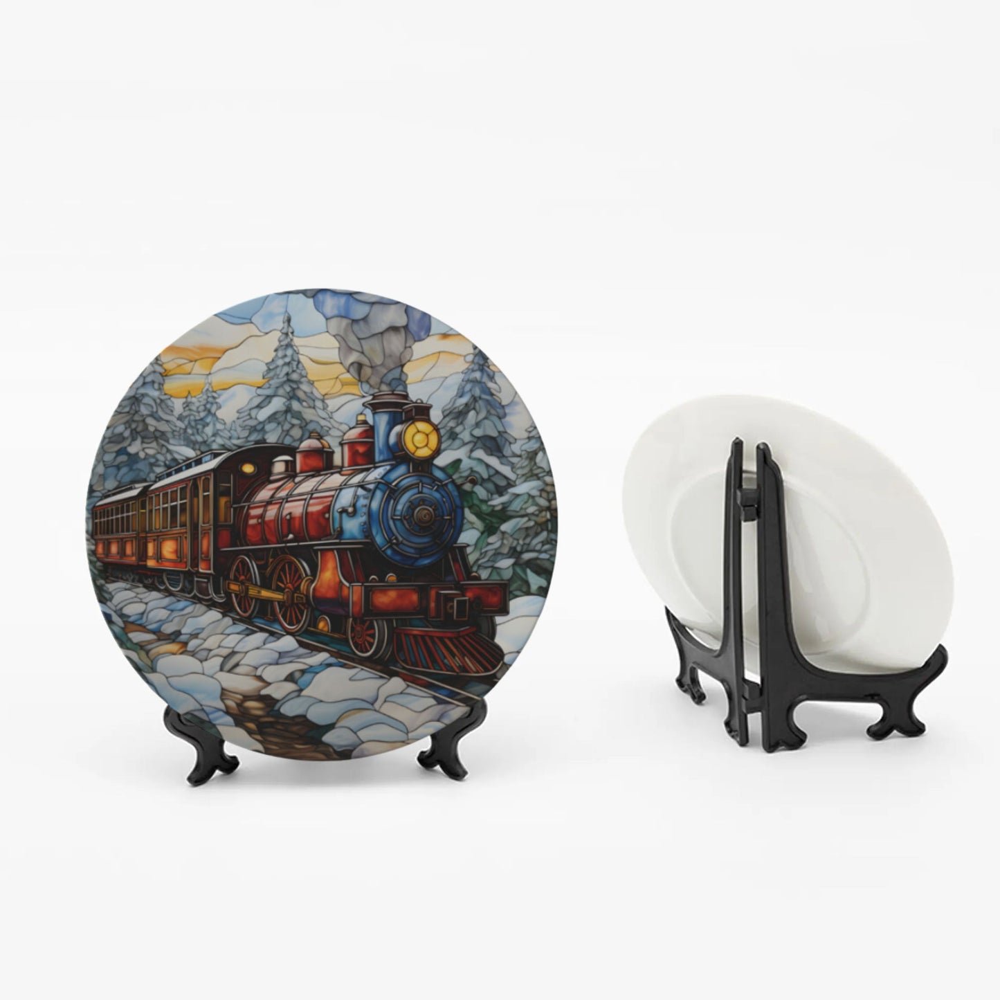Christmas Train Bone China Plate