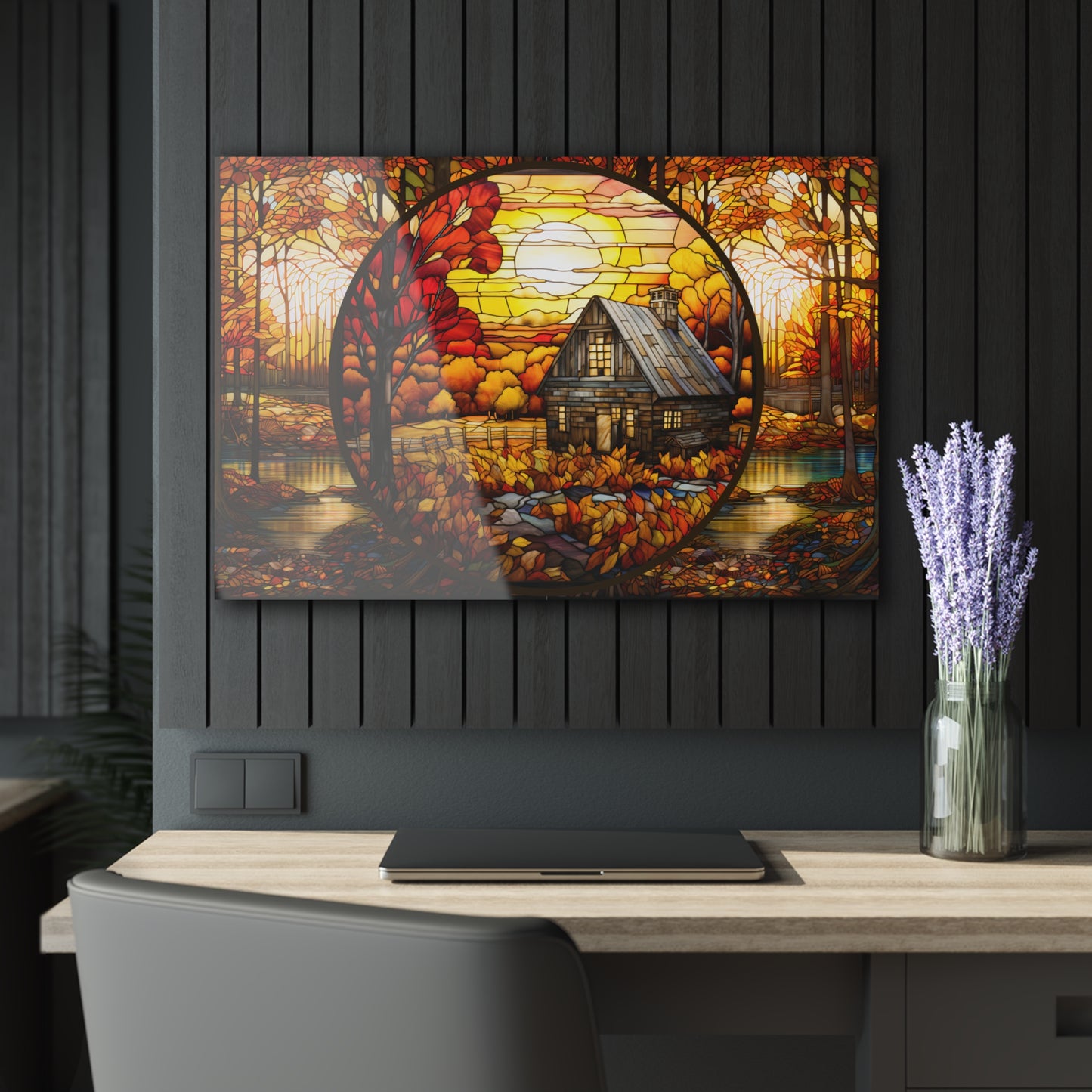 Cabin in the Woods Modern Rustic Wall Art Farmhouse Fall Home Decor Acrylic Art Print