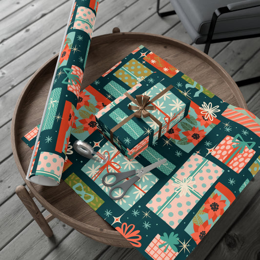 Mid Century Modern Retro Christmas Wrapping Paper