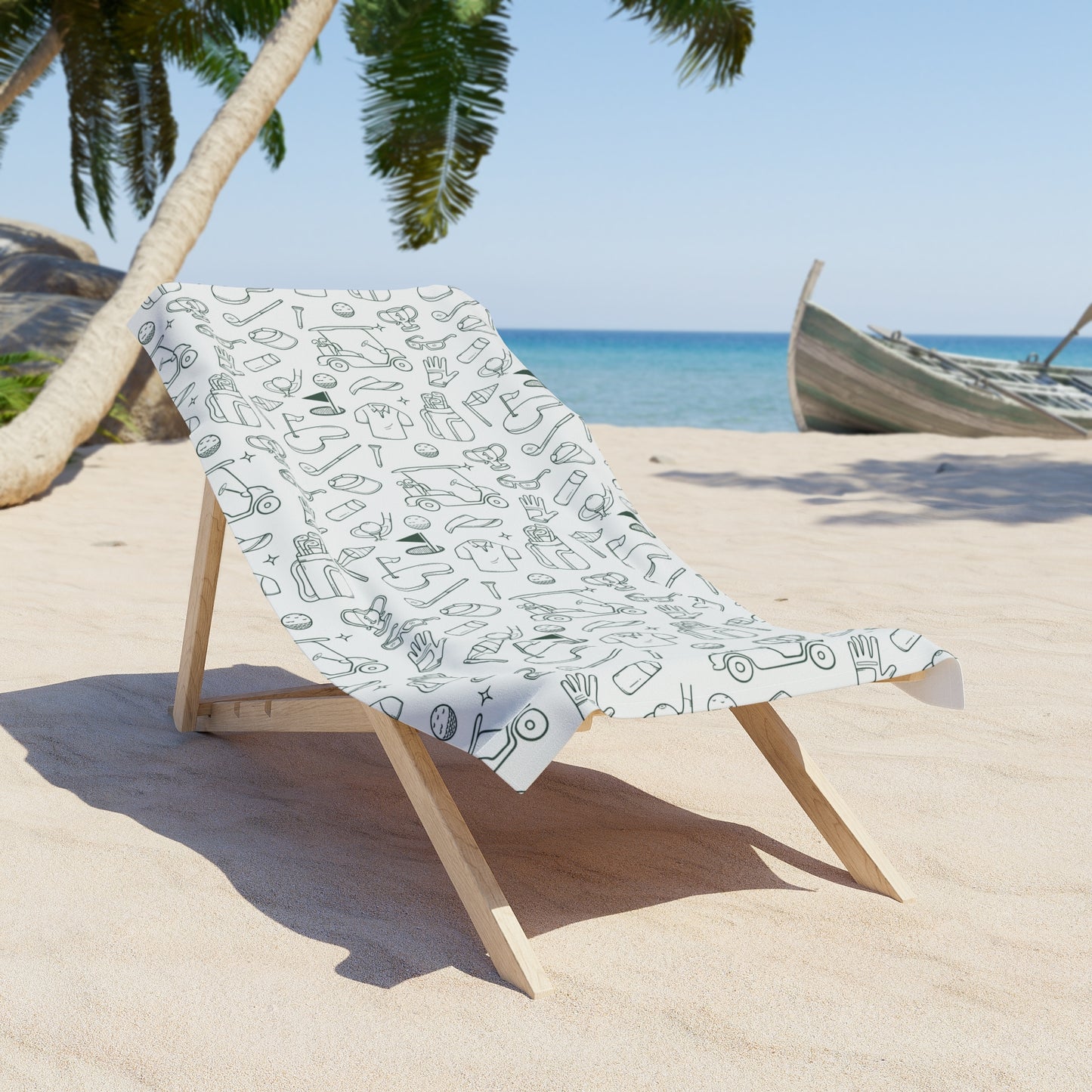Hand Drawn Golf Beach Towel