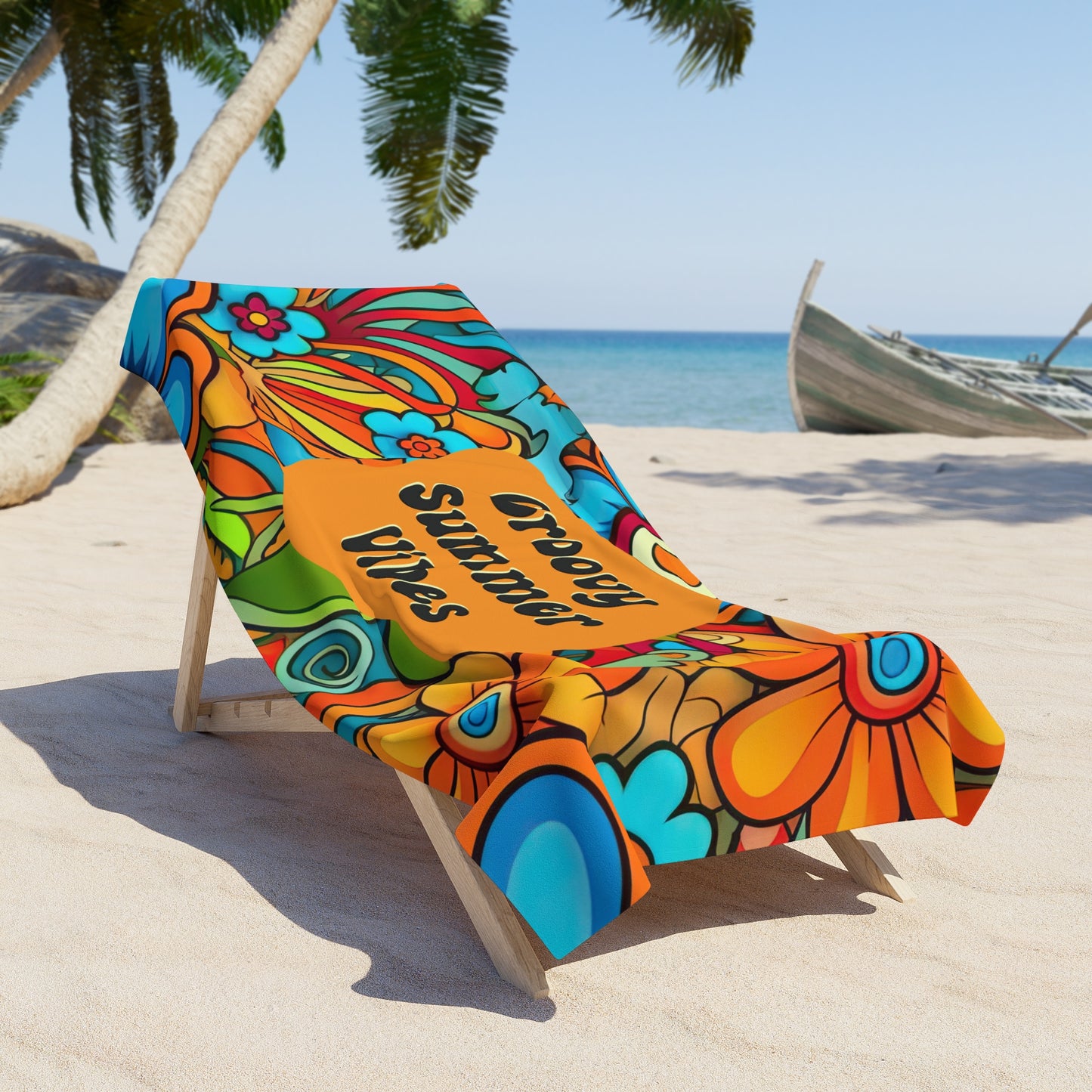 Flower Beach Towel Floral Gift for Her Retro Summer Towel Beach Lover Gift Pool Towel Summer Vacation Towel Large Beach Towel