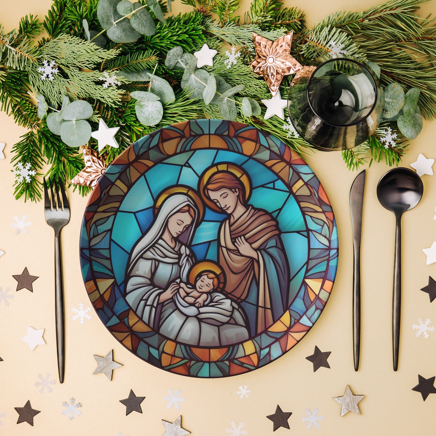 Christmas Nativity Scene Thermosaf Polymer Plastic Dinner Plate