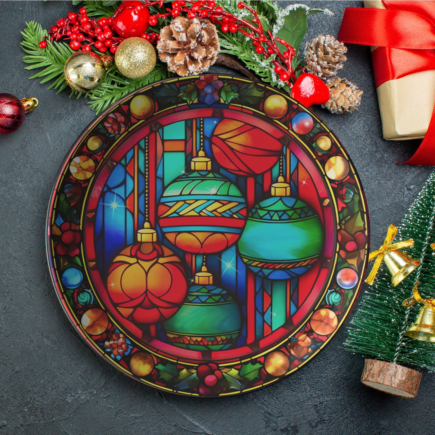 Thermosaf Polymer Plastic Colorful Christmas Plate