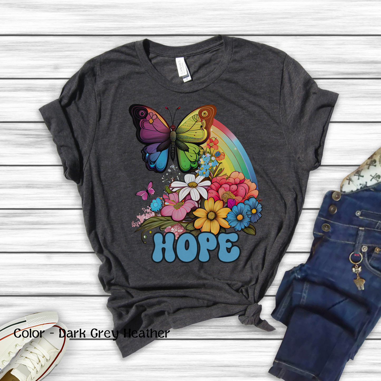 Retro Butterfly Shirt Gift For Her Rainbow Shirt Gift For Daughter Butterfly T Shirt Mom Gift Colorful Butterfly Hope Shirt Gift For Friend