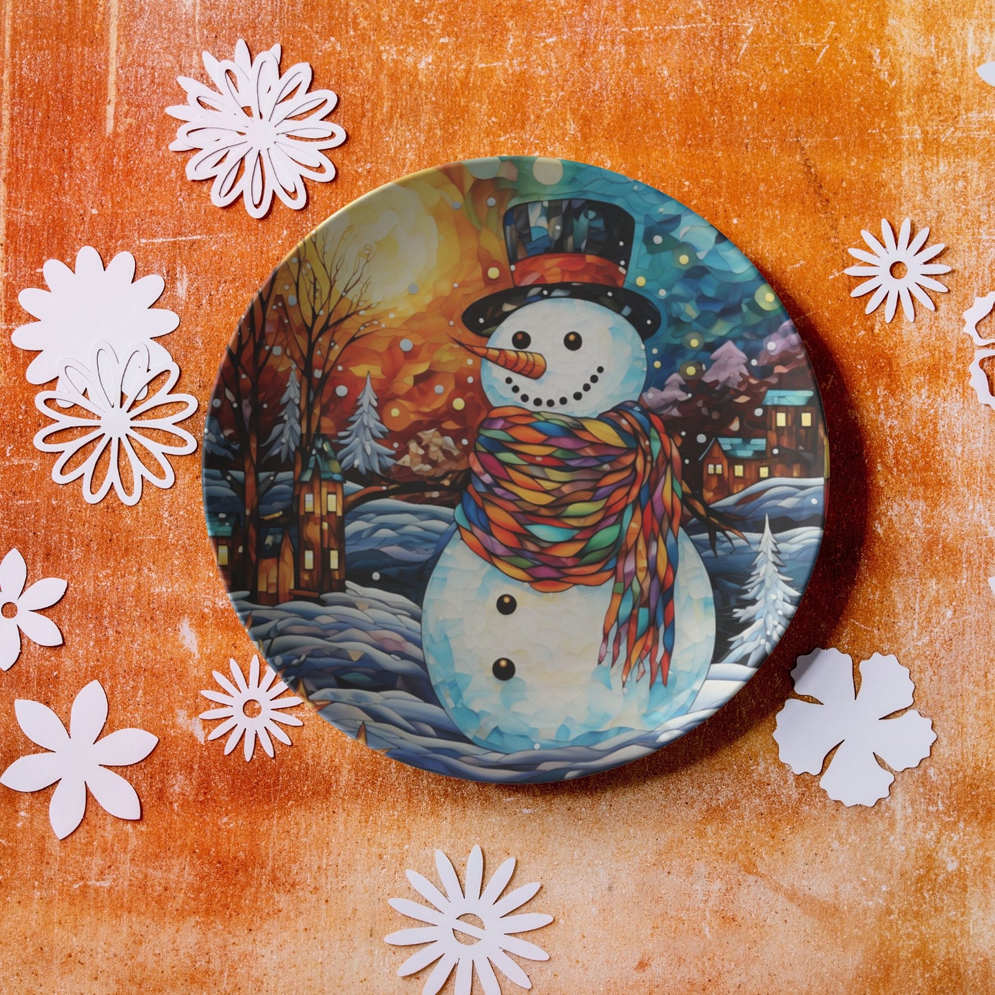 Thermosaf Polymer Plastic Snowman Christmas Dinner Plate