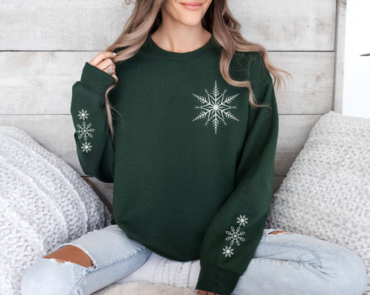 Snowflake Sweatshirt With Sleeve Design