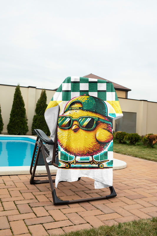 Funny Retro Checkered Beach Towel