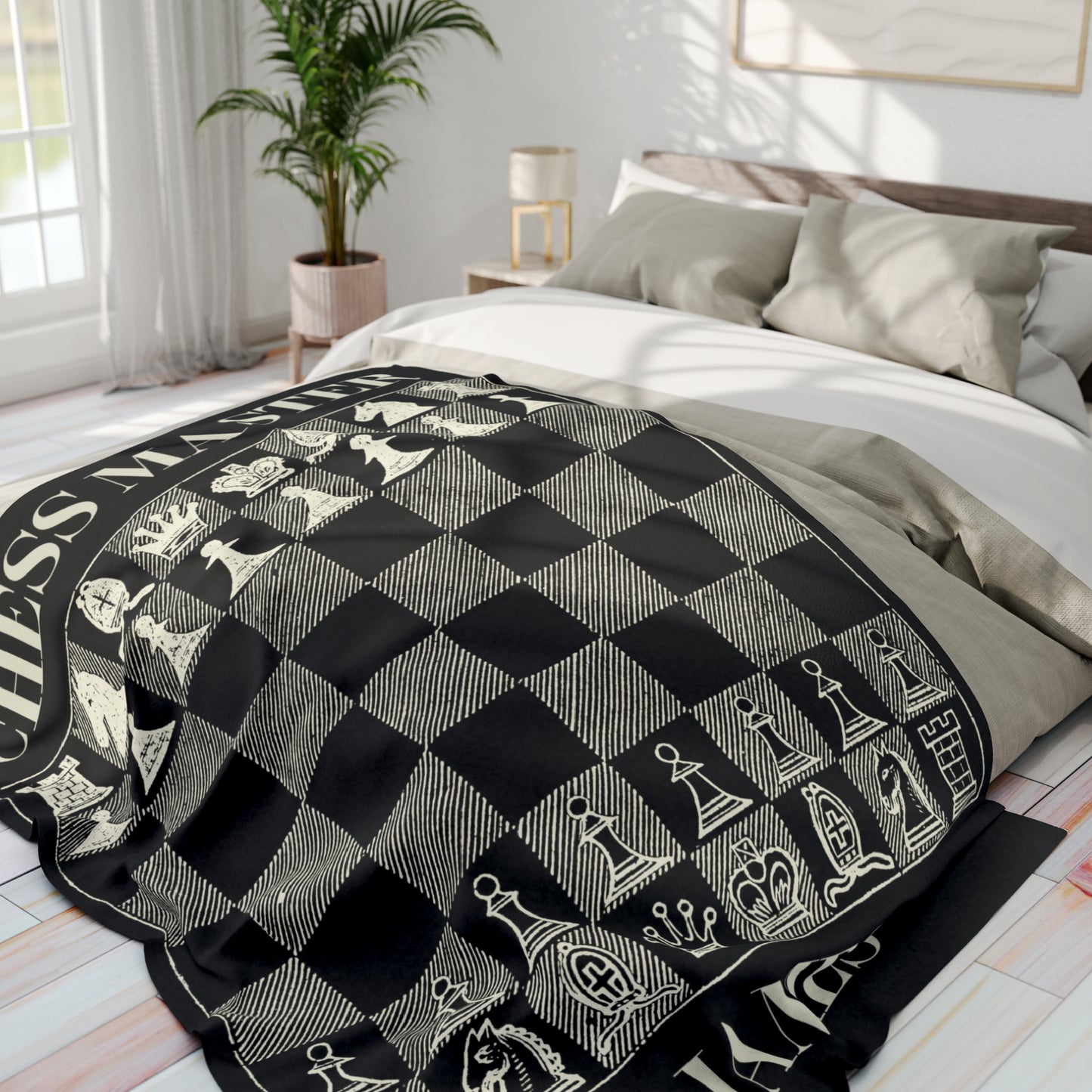 Personalized Chess Board Blanket Chess Player Gift