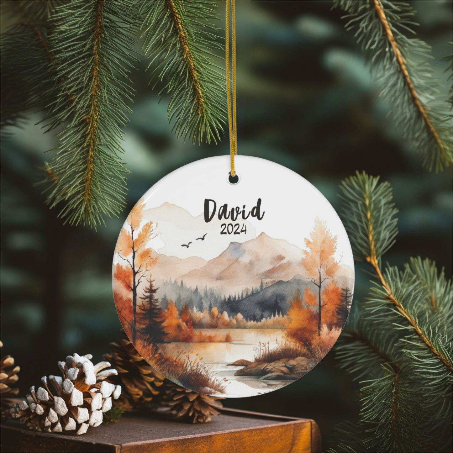 Personalized Mountain Christmas Ornament