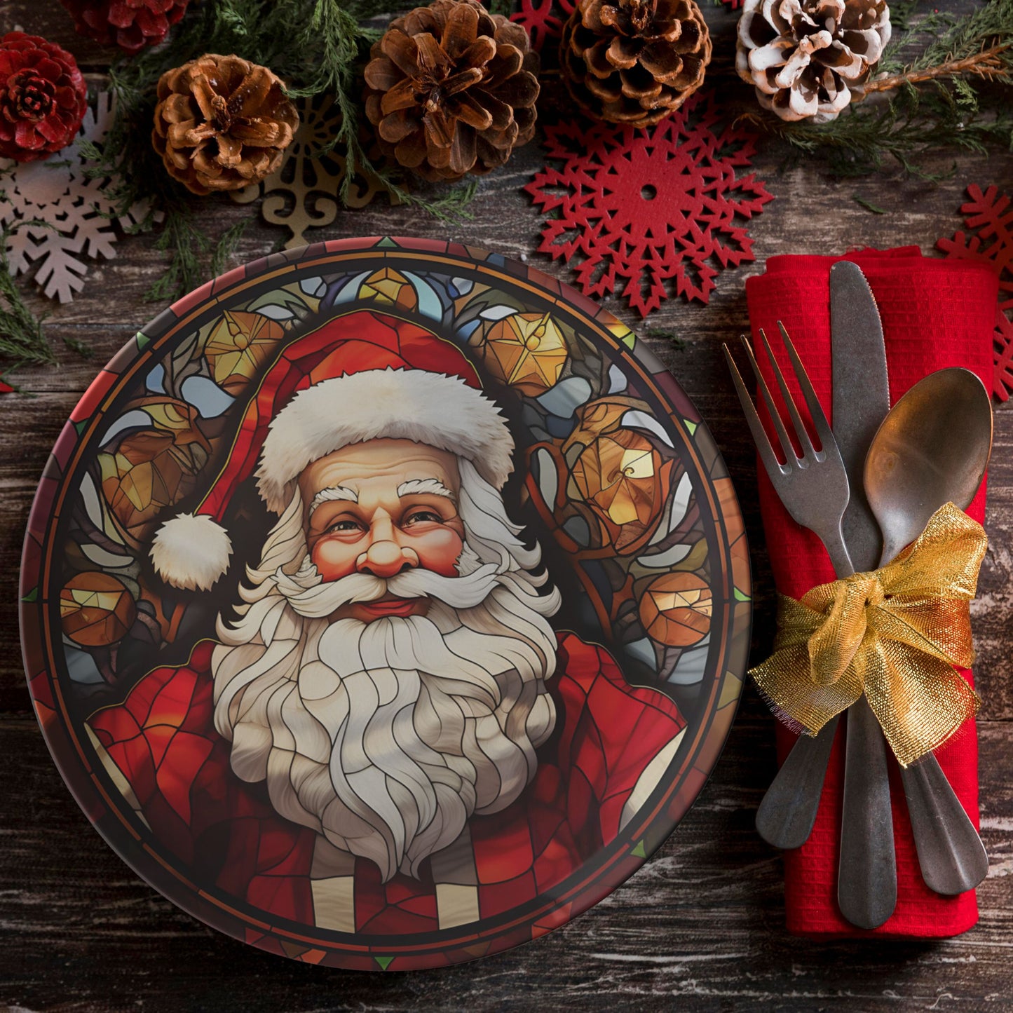 Jolly Santa Plate Christmas Dinner Plate Thermosaf Polymer Plastic Plate