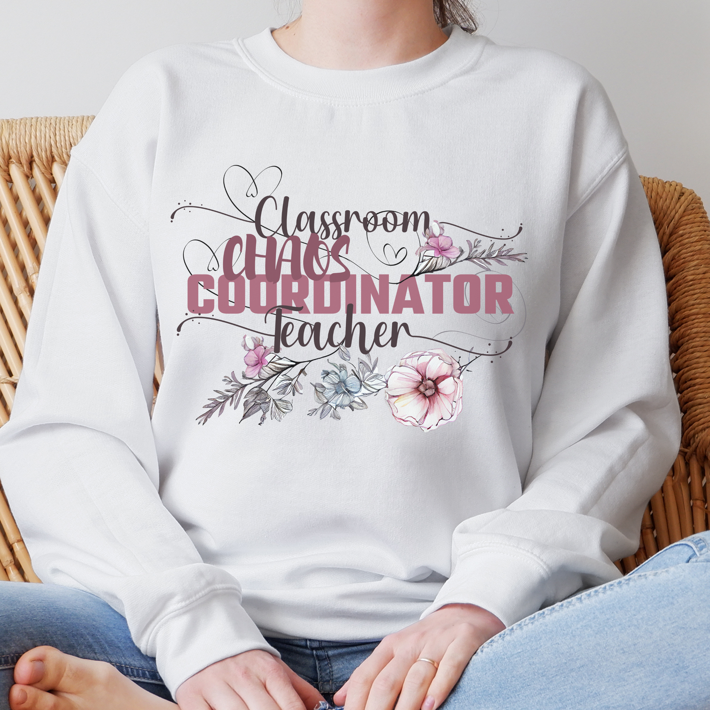 Floral Teacher Sweatshirt Gift For Her Funny Chaos Coordinator Back to School Shirt For Teachers New Teacher Gift Substitute Teacher Gift