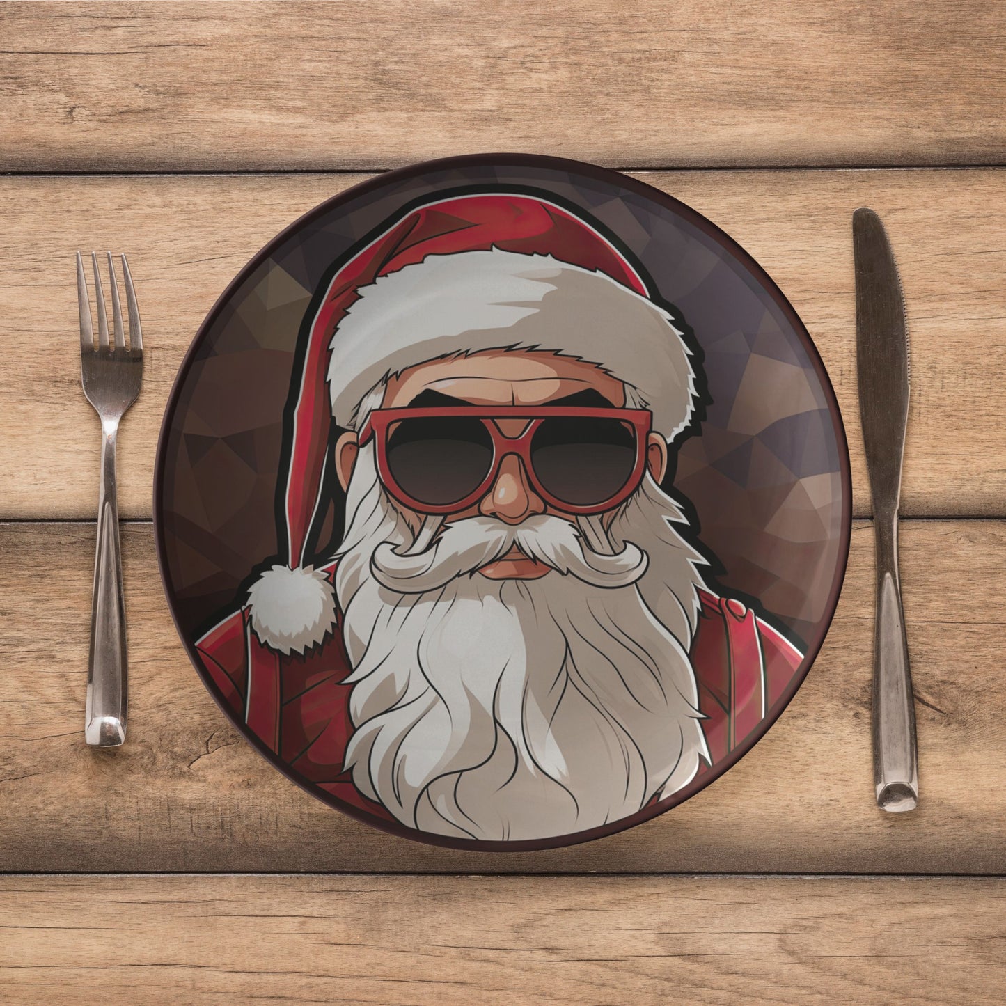 Cool Santa Christmas Plate Thermosaf Polymer Plastic Plate