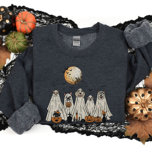 Halloween Cat and Ghost Dog Sweatshirt