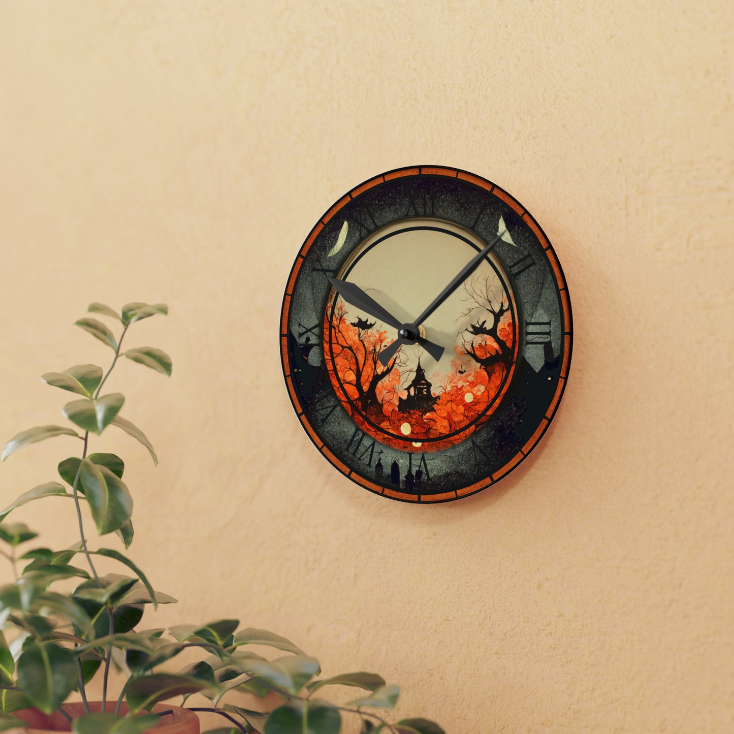 Spooky Halloween Hanging Wall Clock Haunted House Décor, Unique Wall Clock Halloween Gift Ideas Scary Halloween Home Decor