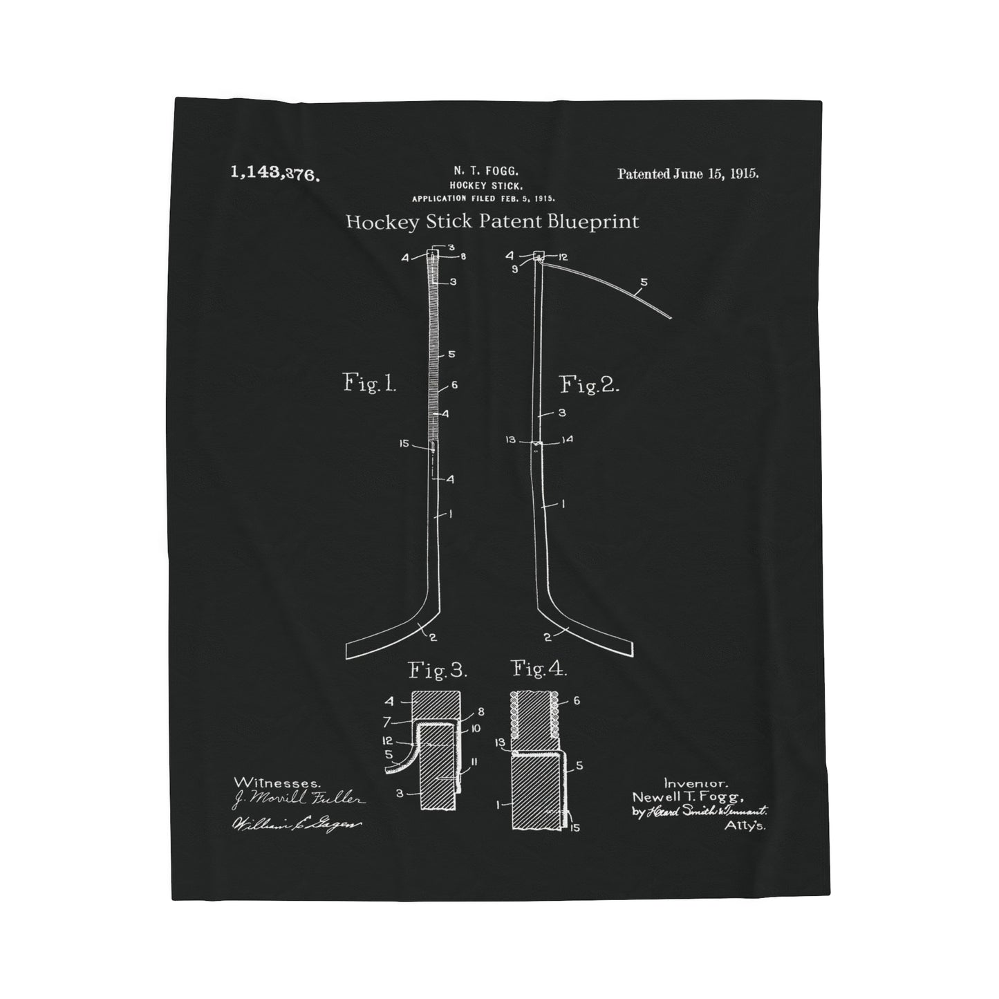 Hockey Stick United States Patent Blanket Hockey Gift For Him