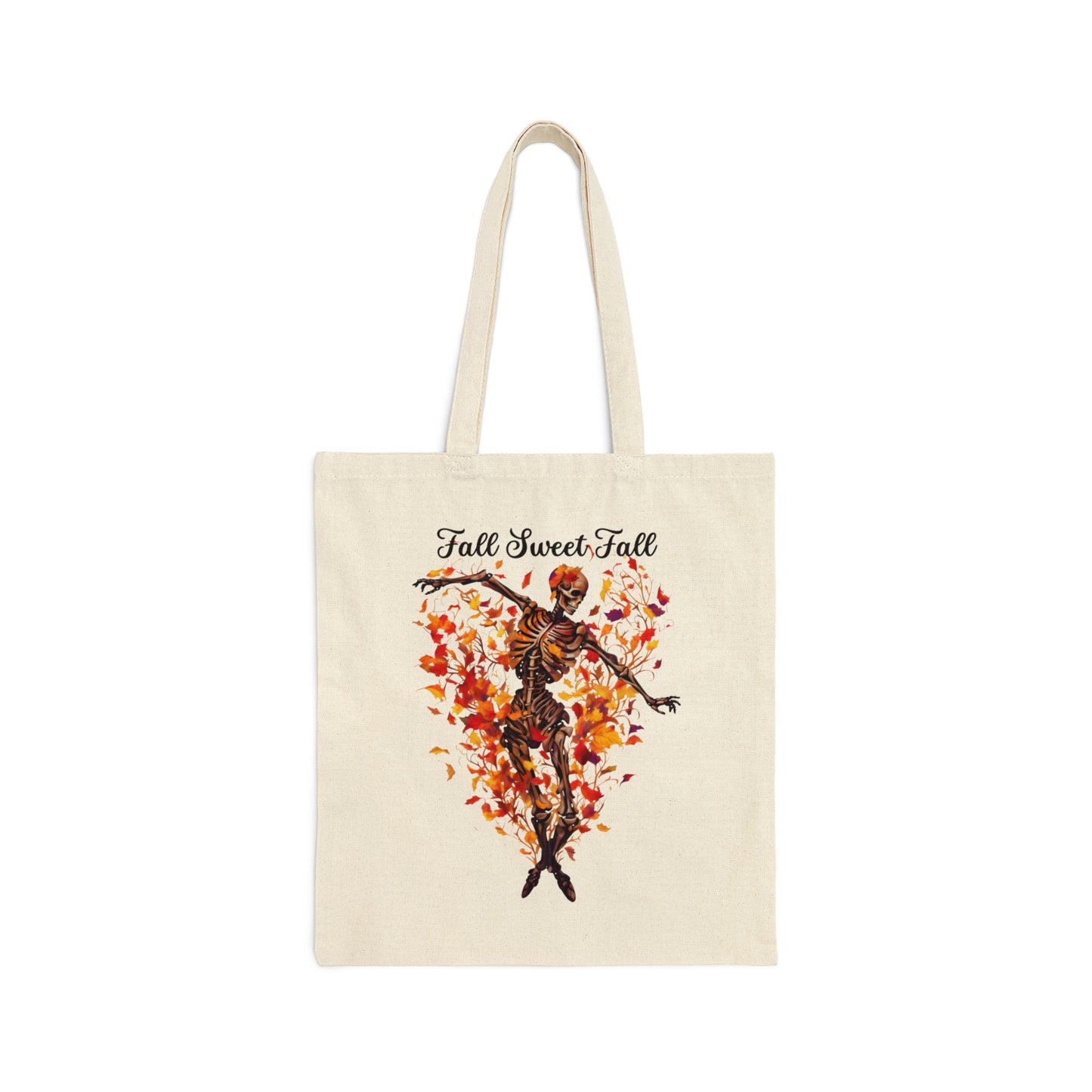 Dancing Skeleton Tote Bag, Rustic Fall Tote Bag Reusable Grocery Bag Library Book Bag Shopping Bag Trick or Treat Bag Halloween Goodie Bag