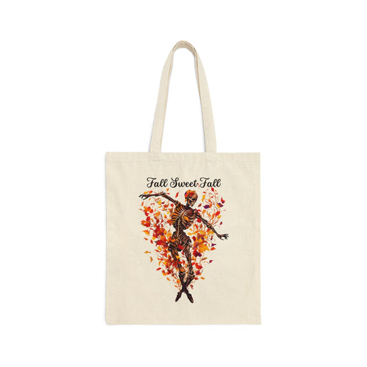 Dancing Skeleton Tote Bag, Rustic Fall Tote Bag Reusable Grocery Bag Library Book Bag Shopping Bag Trick or Treat Bag Halloween Goodie Bag