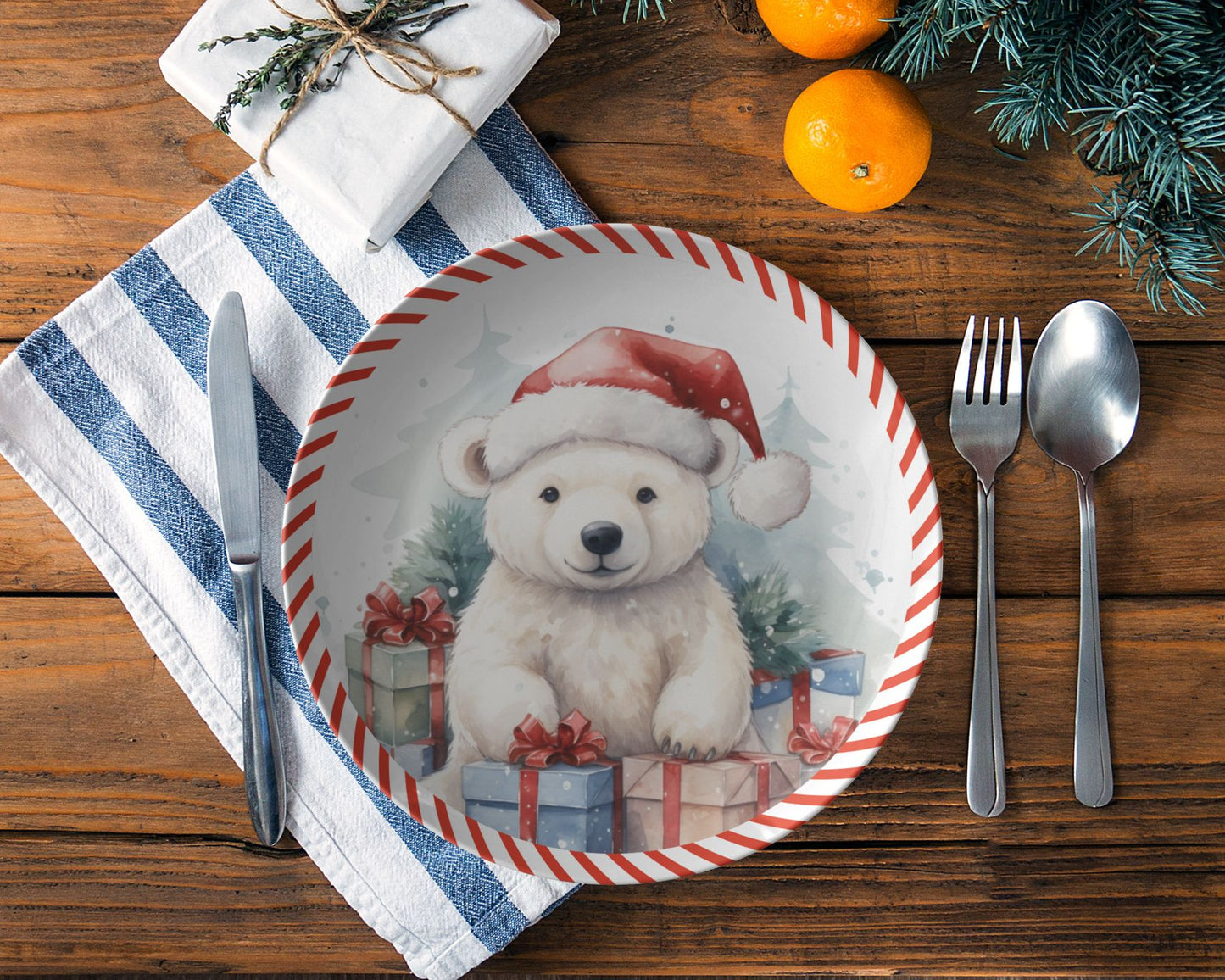 Thermosaf Polymer Plastic Christmas Bear Dinner Plate