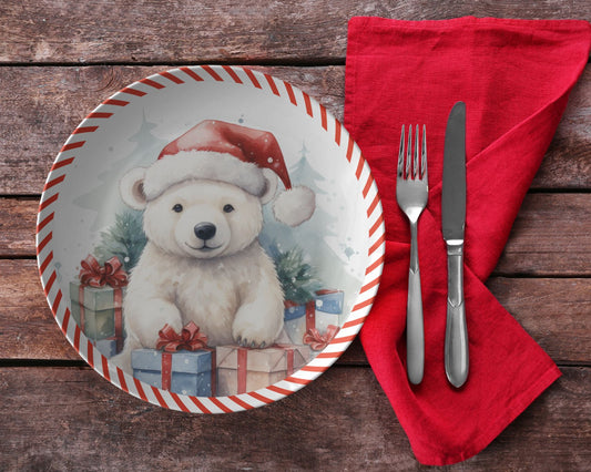 Thermosaf Polymer Plastic Christmas Bear Dinner Plate