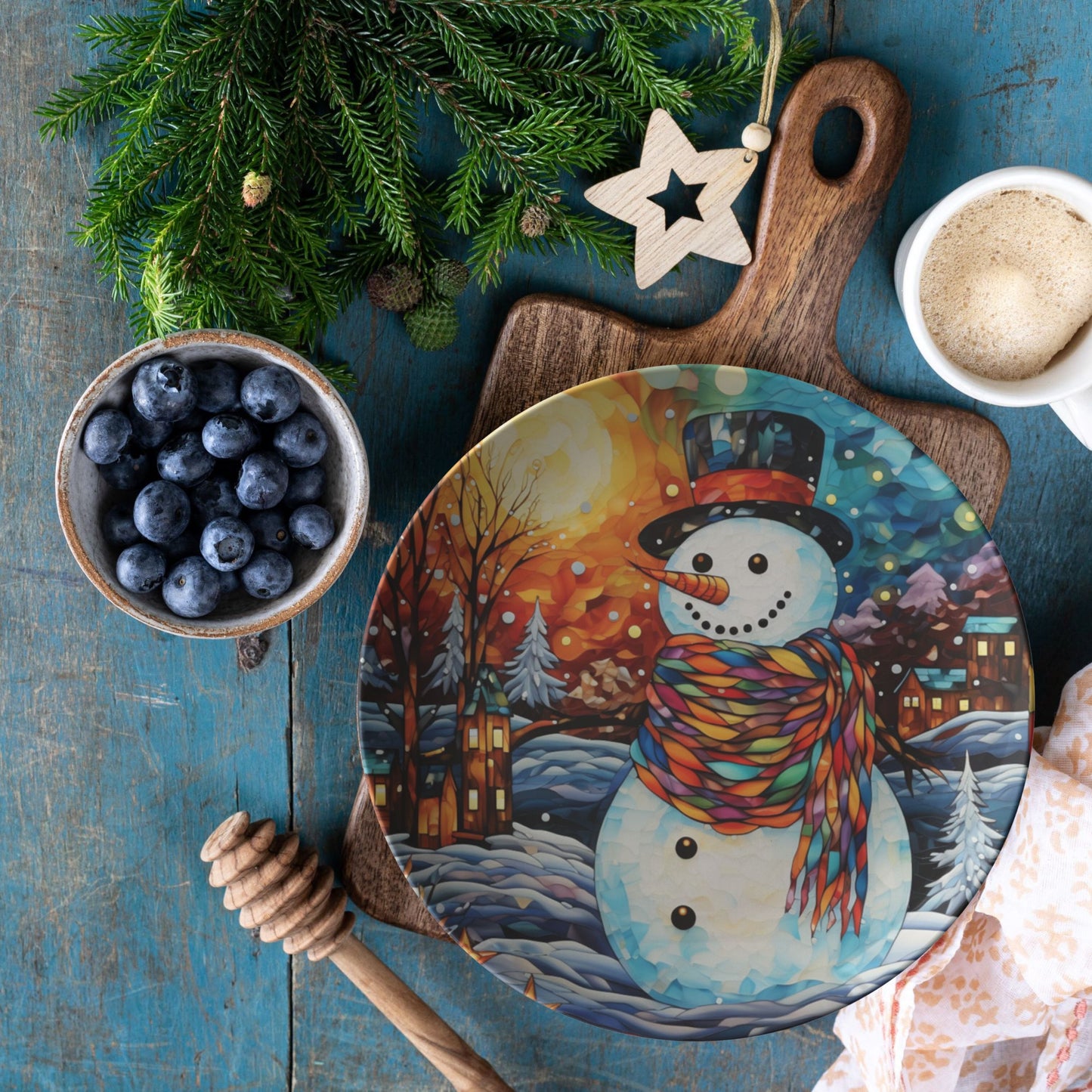 Thermosaf Polymer Plastic Snowman Christmas Dinner Plate