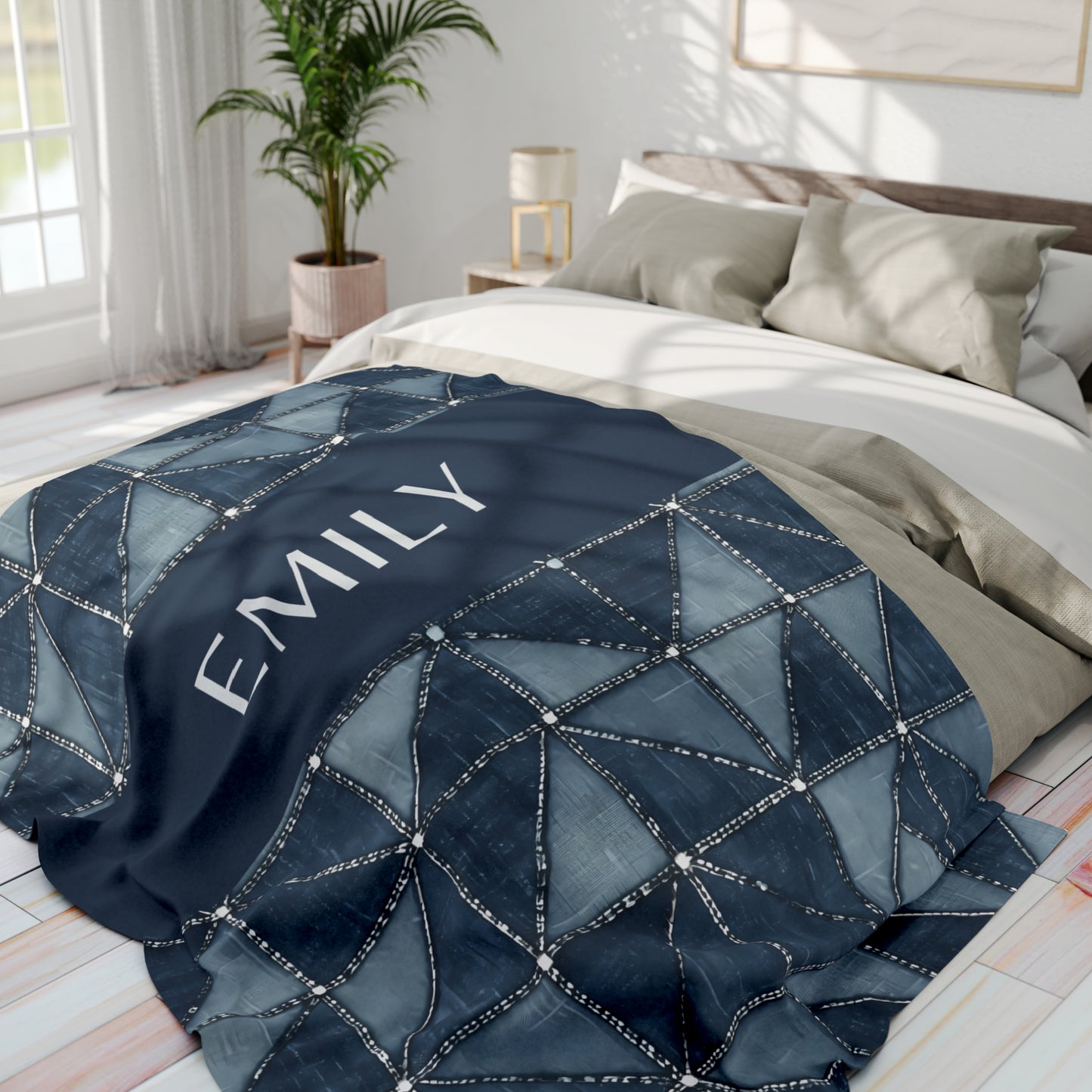 Personalized Plush Blanket Denim Decor