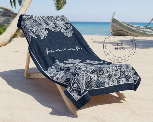 Personalized Beach Towel Retro 80s Theme Custom Gift for Her