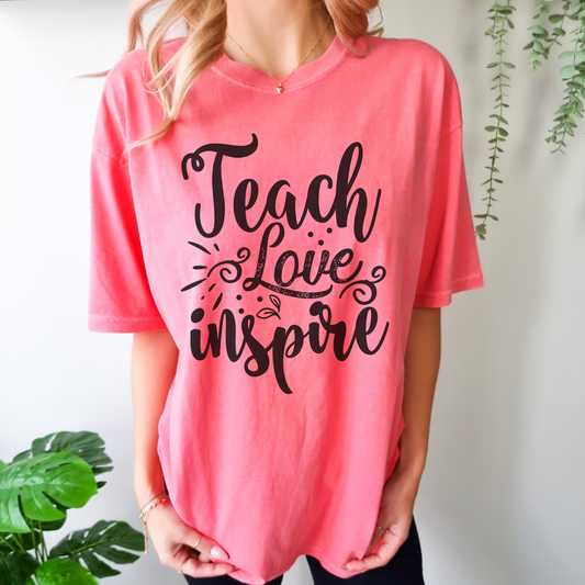Comfort Colors Shirt Teach Love Inspire Teacher T Shirt Back to School Shirt For Teachers Gift For Student Teacher New Teacher Gift For Her